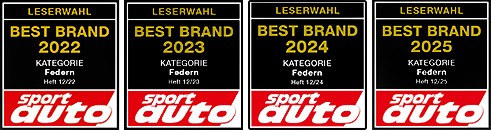 Selos Best Brand sport auto 2022, 2023, 2024 e 2025, categoria molas
